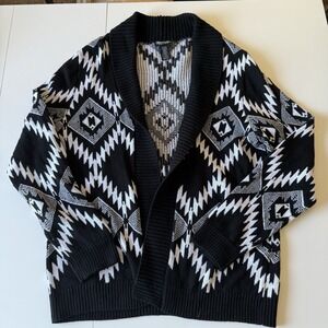 Wrangler Women's Retro Aztec Southwestern Rodeo Cardigan Black/White Women L